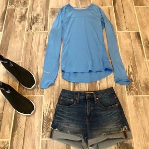 Blue long sleeve workout top